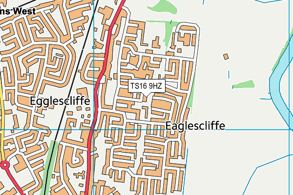 TS16 9HZ map - OS VectorMap District (Ordnance Survey)