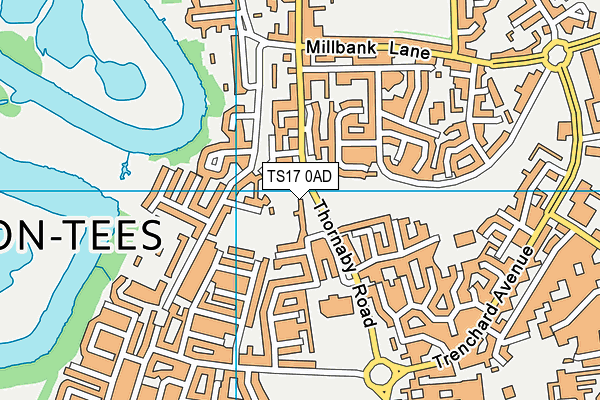 TS17 0AD map - OS VectorMap District (Ordnance Survey)