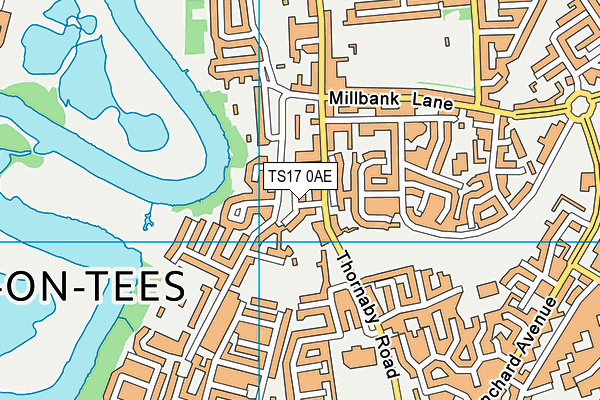 TS17 0AE map - OS VectorMap District (Ordnance Survey)