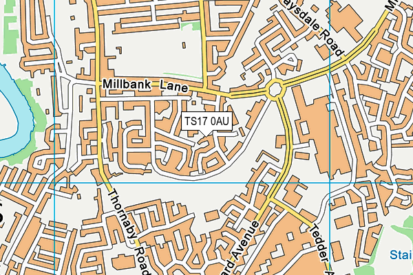 TS17 0AU map - OS VectorMap District (Ordnance Survey)