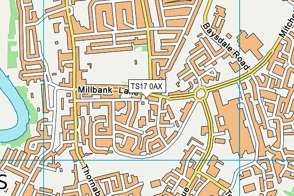 TS17 0AX map - OS VectorMap District (Ordnance Survey)