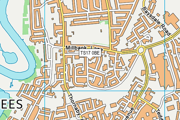 TS17 0BE map - OS VectorMap District (Ordnance Survey)