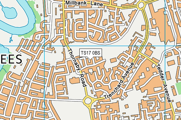 TS17 0BS map - OS VectorMap District (Ordnance Survey)