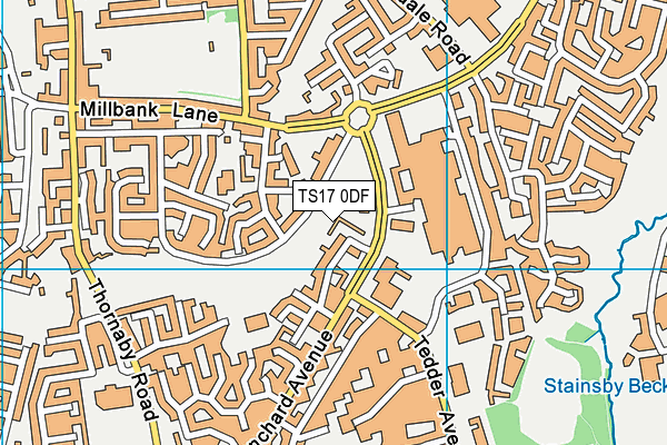 TS17 0DF map - OS VectorMap District (Ordnance Survey)