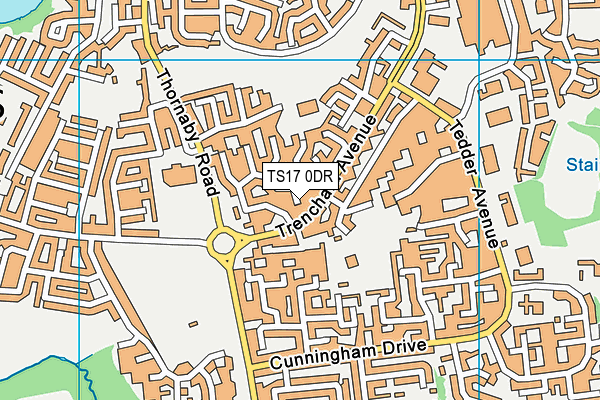 TS17 0DR map - OS VectorMap District (Ordnance Survey)