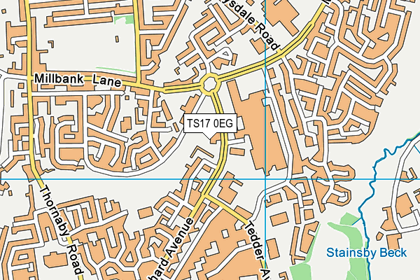 TS17 0EG map - OS VectorMap District (Ordnance Survey)