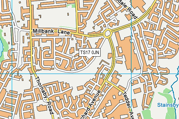 TS17 0JN map - OS VectorMap District (Ordnance Survey)