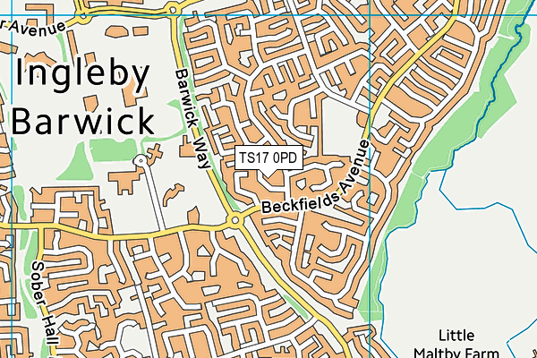 TS17 0PD map - OS VectorMap District (Ordnance Survey)