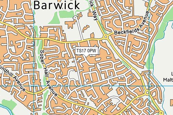 TS17 0PW map - OS VectorMap District (Ordnance Survey)