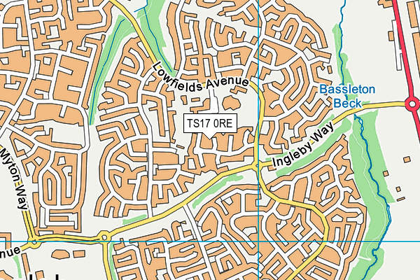 TS17 0RE map - OS VectorMap District (Ordnance Survey)