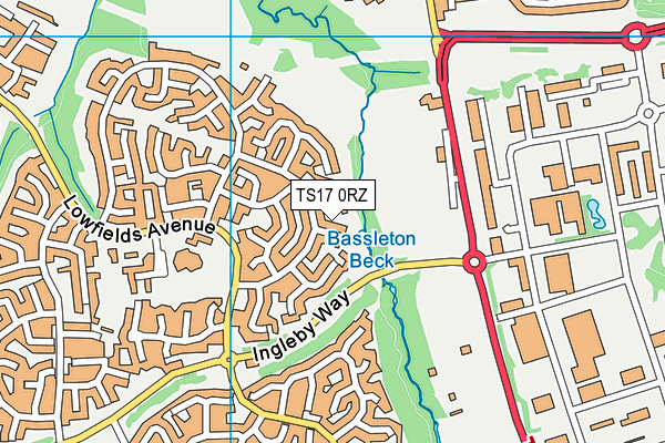 TS17 0RZ map - OS VectorMap District (Ordnance Survey)