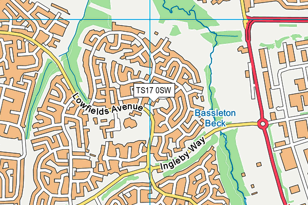 TS17 0SW map - OS VectorMap District (Ordnance Survey)
