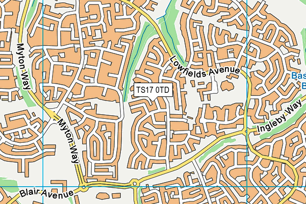 TS17 0TD map - OS VectorMap District (Ordnance Survey)