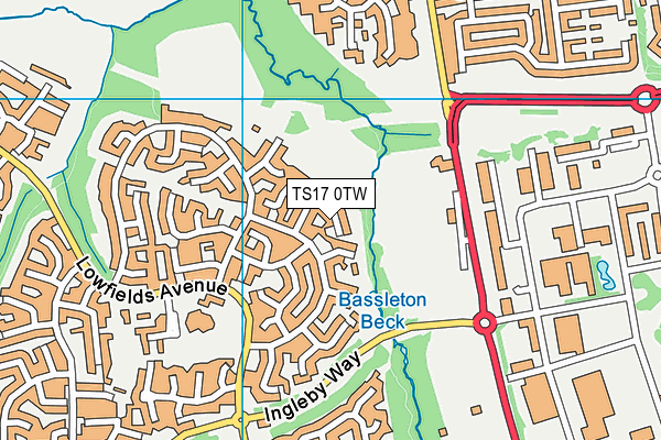 TS17 0TW map - OS VectorMap District (Ordnance Survey)