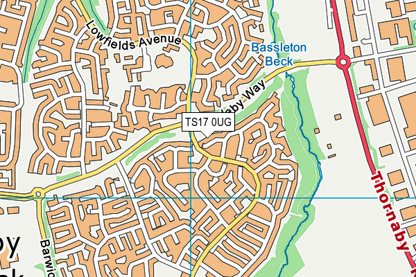 TS17 0UG map - OS VectorMap District (Ordnance Survey)