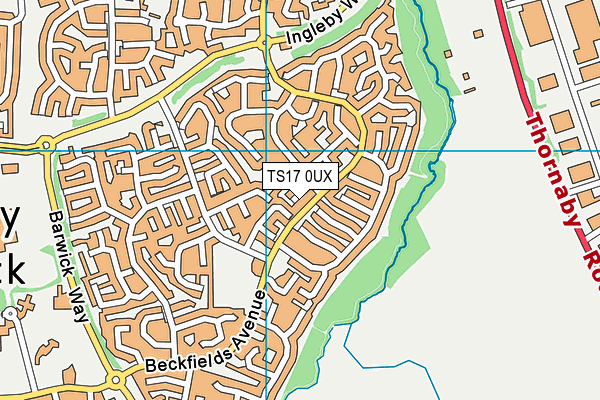 TS17 0UX map - OS VectorMap District (Ordnance Survey)