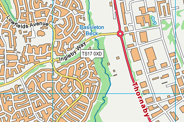 TS17 0XD map - OS VectorMap District (Ordnance Survey)