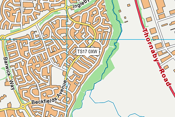 TS17 0XW map - OS VectorMap District (Ordnance Survey)