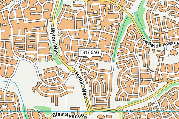TS17 5AG map - OS VectorMap District (Ordnance Survey)
