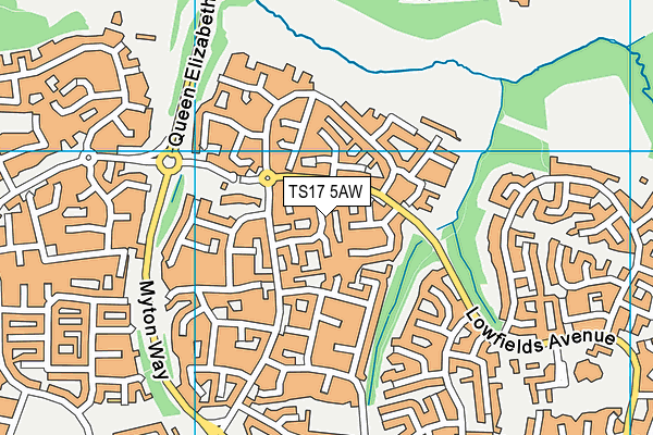 TS17 5AW map - OS VectorMap District (Ordnance Survey)