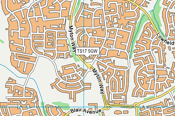 TS17 5GW map - OS VectorMap District (Ordnance Survey)