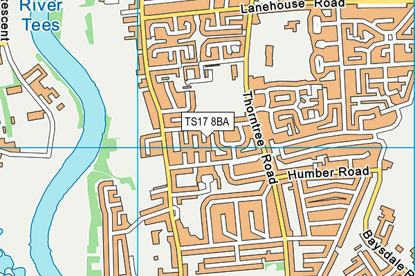 TS17 8BA map - OS VectorMap District (Ordnance Survey)