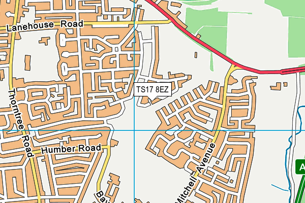 TS17 8EZ map - OS VectorMap District (Ordnance Survey)