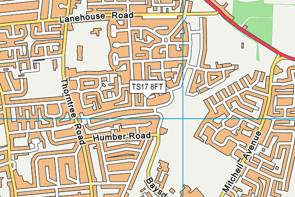 TS17 8FT map - OS VectorMap District (Ordnance Survey)