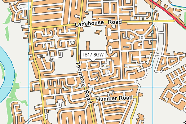 TS17 8GW map - OS VectorMap District (Ordnance Survey)