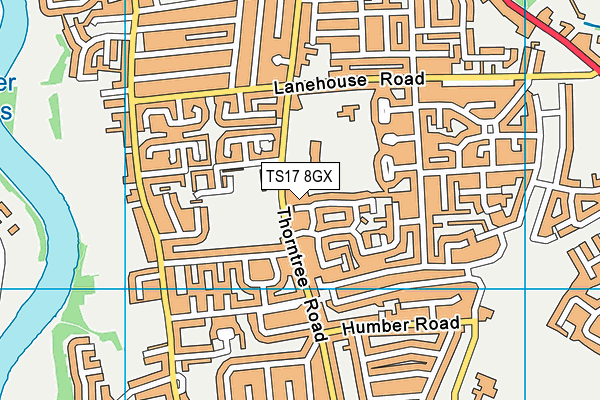 TS17 8GX map - OS VectorMap District (Ordnance Survey)