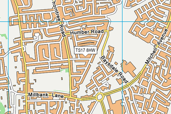 TS17 8HW map - OS VectorMap District (Ordnance Survey)