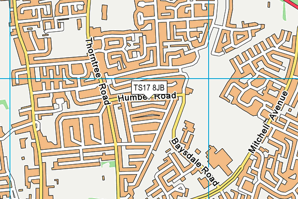 TS17 8JB map - OS VectorMap District (Ordnance Survey)