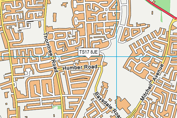 TS17 8JE map - OS VectorMap District (Ordnance Survey)