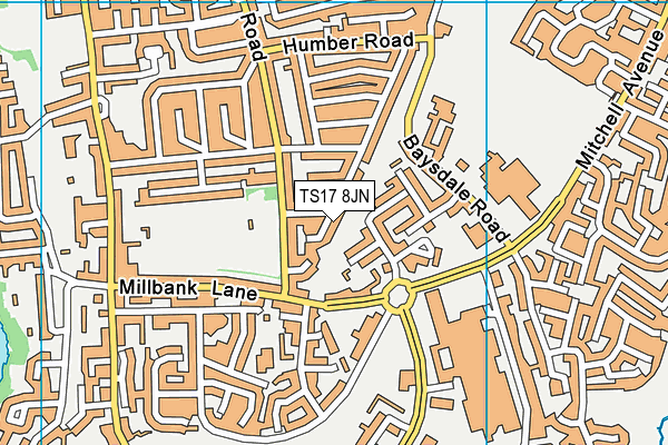 TS17 8JN map - OS VectorMap District (Ordnance Survey)