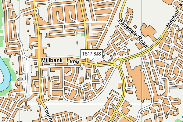 TS17 8JS map - OS VectorMap District (Ordnance Survey)