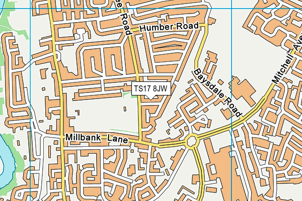 TS17 8JW map - OS VectorMap District (Ordnance Survey)