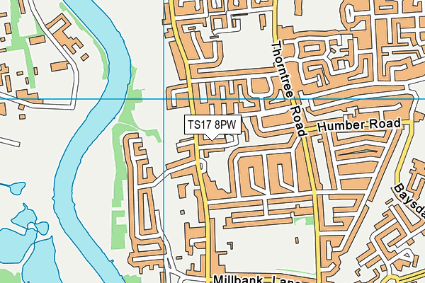 TS17 8PW map - OS VectorMap District (Ordnance Survey)