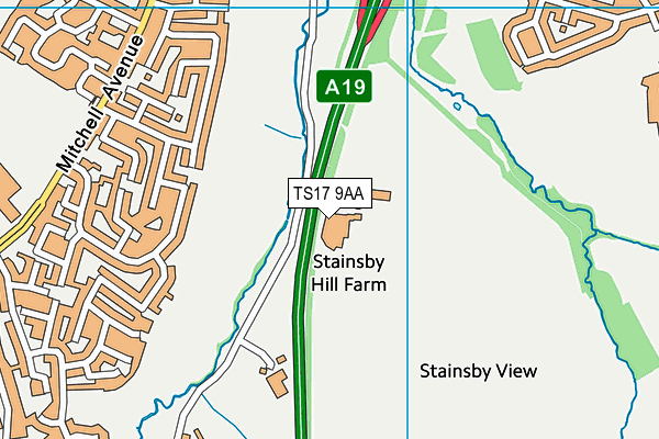 TS17 9AA map - OS VectorMap District (Ordnance Survey)