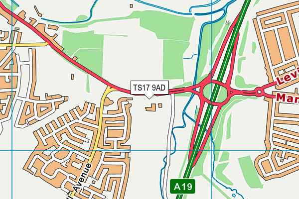 TS17 9AD map - OS VectorMap District (Ordnance Survey)