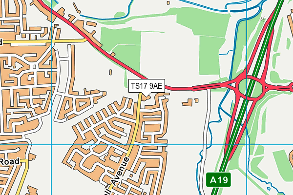 TS17 9AE map - OS VectorMap District (Ordnance Survey)