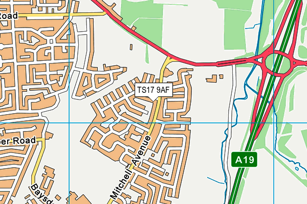 TS17 9AF map - OS VectorMap District (Ordnance Survey)