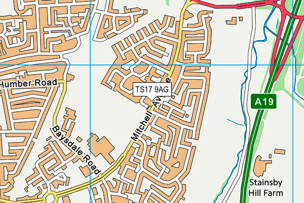 TS17 9AG map - OS VectorMap District (Ordnance Survey)