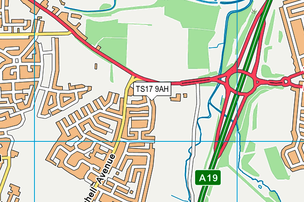 TS17 9AH map - OS VectorMap District (Ordnance Survey)