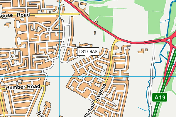 TS17 9AS map - OS VectorMap District (Ordnance Survey)