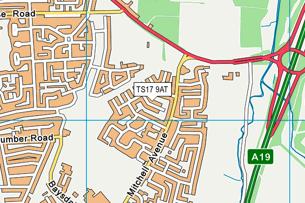 TS17 9AT map - OS VectorMap District (Ordnance Survey)