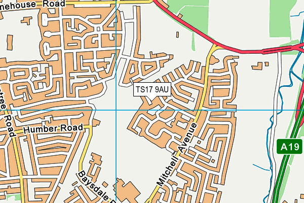 TS17 9AU map - OS VectorMap District (Ordnance Survey)