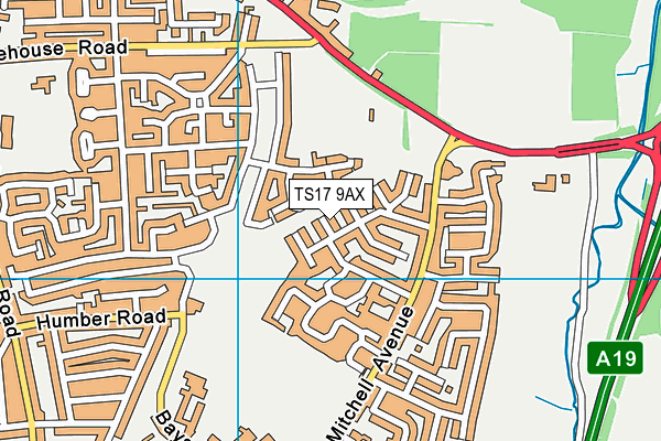 TS17 9AX map - OS VectorMap District (Ordnance Survey)