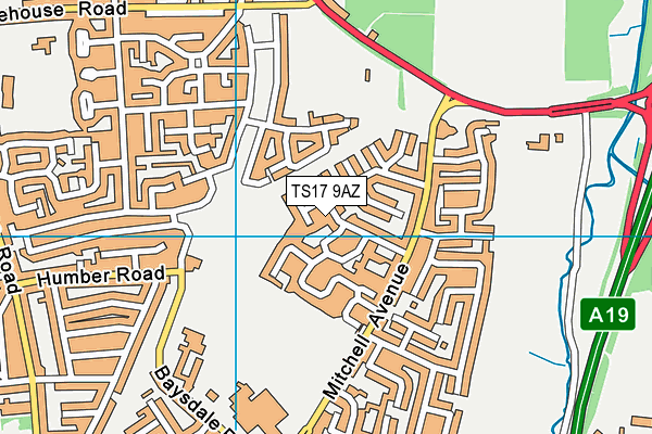 TS17 9AZ map - OS VectorMap District (Ordnance Survey)