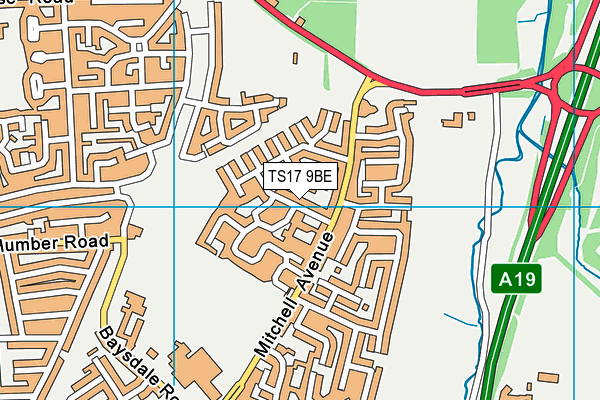 TS17 9BE map - OS VectorMap District (Ordnance Survey)
