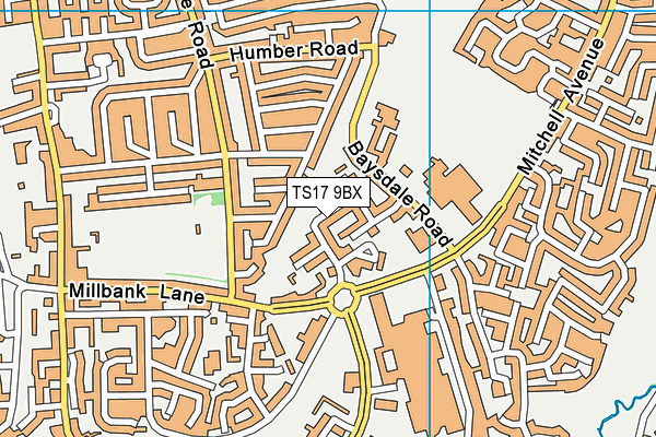 TS17 9BX map - OS VectorMap District (Ordnance Survey)